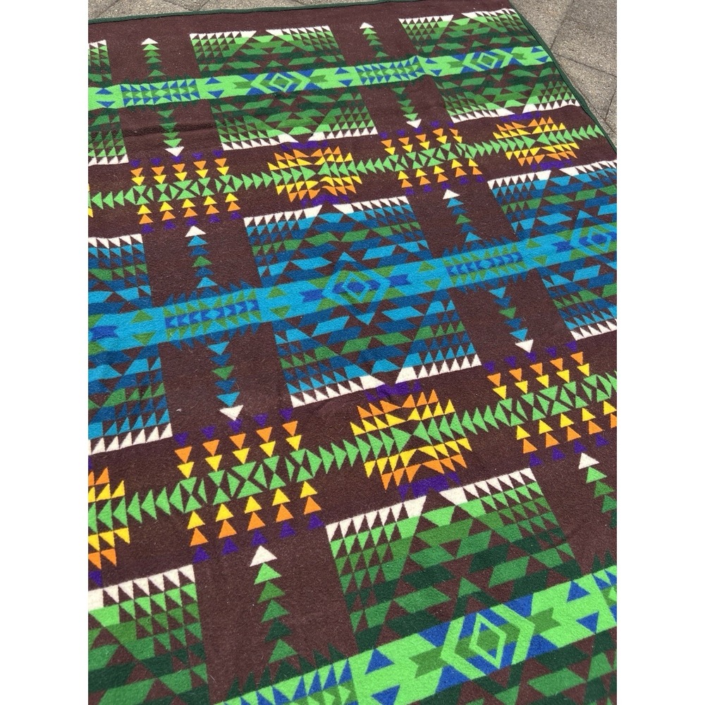Vintage Pendleton‎ Beaver State PNW Native Geometric 60"x72" Wool Blanket - Picture 4 of 11
